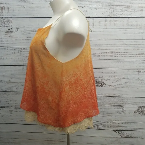 Cato Orange Ombre Lace Trim With Keyhole detail In The Back Top 22/24W - Picture 7 of 10